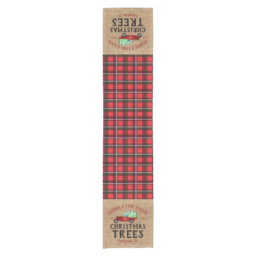 🎄 Baum Kariert Bauernhof Kurzer Tischläufer (Vorderseite)