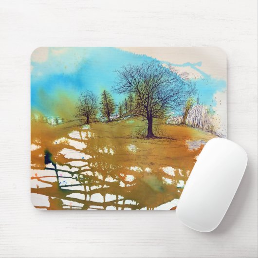 Baum Landschaft Wasserfarbene Kunst, Dichtung und Mousepad (Mit Mouse)