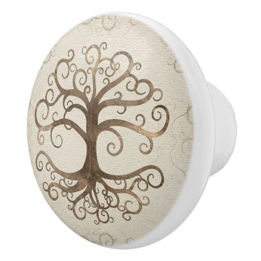 Baum Leben Pastellgoldes auf Leinwand Keramikknauf (Rechts)