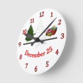 Baum + Licht + Geschenke = 25. Dezember Runde Wanduhr (Winkel)