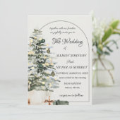 Baum Lichter Winter Weihnachten Hochzeit Einladung (Stehend Vorderseite)