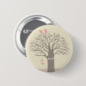 Baum-Liebe-Vogel-Liebe-Initialen-Gewohnheits-Knopf Button (Vorne & Hinten)
