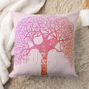 Baum-Liebesvogel-Kissen mit rosa Wirbel - Wählen S Kissen