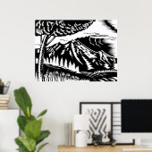 Baum mit Berg im Hinterwald Poster (Heimbüro)