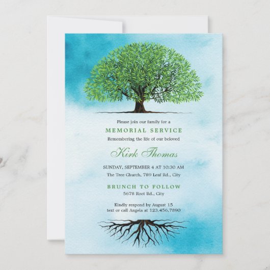 Baum mit Blätter und Totenfeind Einladung (Vorderseite)