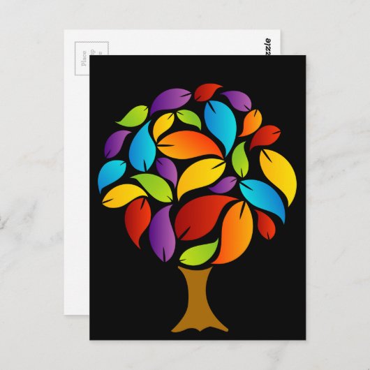 Baum mit bunten Blätter Postkarte (Vorne/Hinten)