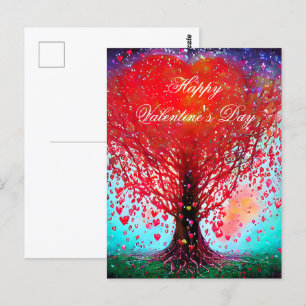 Baum mit fallenden Herzen Valentinstag Postkarte