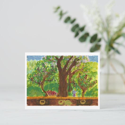 Baum mit Geschenken und Schildkröte Postkarte (Stehend Vorderseite)