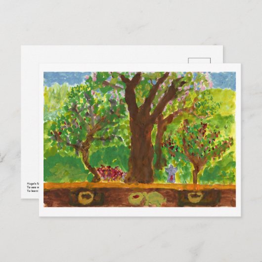 Baum mit Geschenken und Schildkröte Postkarte (Vorne/Hinten)