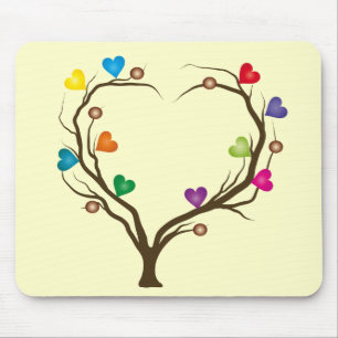 Baum mit hellen Herzen Mousepad