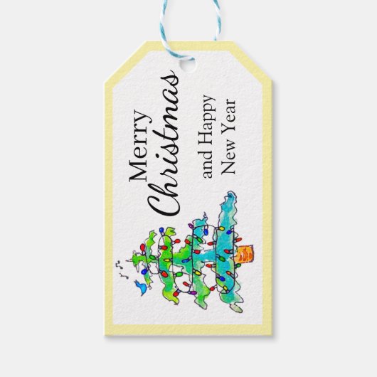 Baum mit Lichtern Geschenkanhänger (Vorderseite)