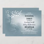 Baum mit Lichtern rustikale Probe Abendessen Einladung (Vorne/Hinten)