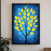 Baum mit Neon-Gelben Blätter Minimalistische Natur Poster