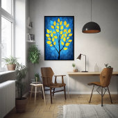 Baum mit Neon-Gelben Blätter Minimalistische Natur Poster