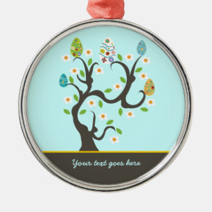 Baum mit Ostereiern und Blume, maßgeschneidert Ornament Aus Metall