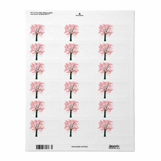 Baum mit rosa Blume Adressaufkleber (Vorne)