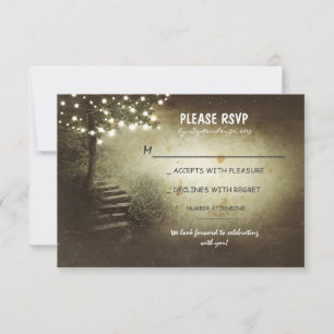 Baum mit Saitenleuchten rustikale Hochzeitskarten RSVP Karte