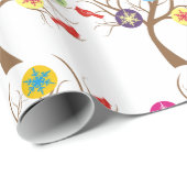 Baum mit Schneeflocken und Kardinälen Geschenkpapier (Rolleneckpunkt)