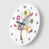 Baum mit Schneeflocken und Kardinälen Große Wanduhr (Winkel)