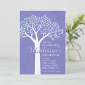 BAUM MIT STARS Bat Mitzvah Einladung (Stehend Vorderseite)