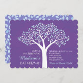 BAUM MIT STARS Lila Bat Mitzvah Einladung (Vorne/Hinten)