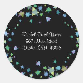 BAUM MIT STARS-Rücksendeadresse-Aufkleber Runder Aufkleber