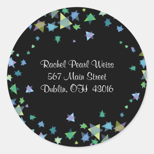 BAUM MIT STARS-Rücksendeadresse-Aufkleber Runder Aufkleber (Vorderseite)