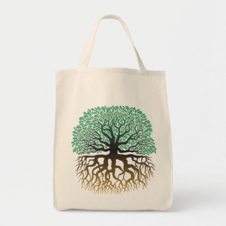 Baum mit Wurzellebensmittelgeschäft-Tasche Tragetasche