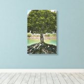Baum mit Wurzeln durch Wasser Leinwanddruck (Insitu (Holzboden))