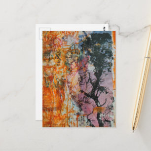 Baum-Mixed-Media-Collage Postkarte