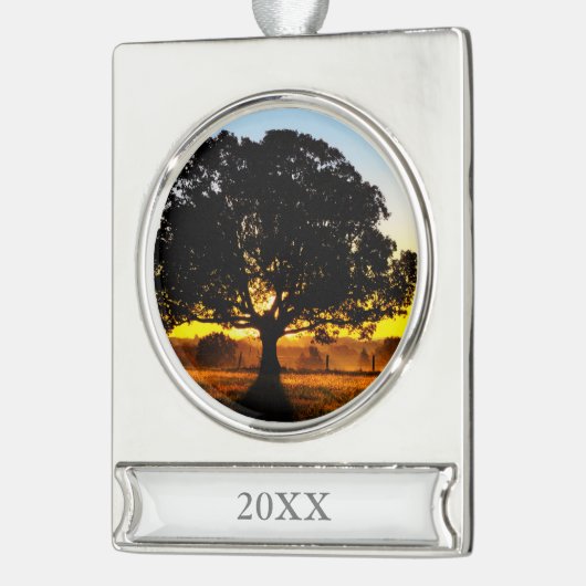 Baum morgens Banner-Ornament silber (Links)