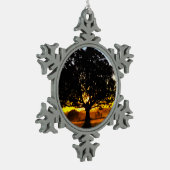 Baum morgens schneeflocken Zinn-Ornament (Links)