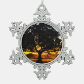 Baum morgens schneeflocken Zinn-Ornament (Vorderseite)