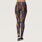 Baum-Muster-Schwarz-Orange Halloweens immergrüne Leggings (Rückseite)