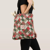 Baum-Muster-Weihnachten Patchwork grün rot Name Tasche (Von Nahem)