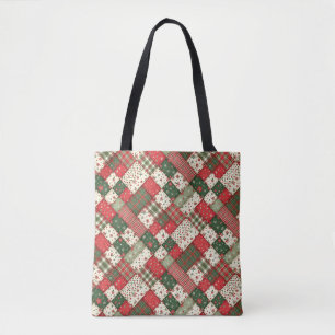 Baum Muster Weihnachten Patchwork grün rot Tasche