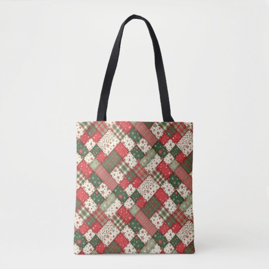 Baum Muster Weihnachten Patchwork grün rot Tasche (Vorderseite)