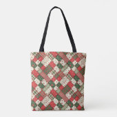 Baum Muster Weihnachten Patchwork grün rot Tasche (Rückseite)