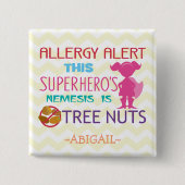 Baum-Nuss-Allergie-Alarm-Superheld-Mädchen-Knopf Button (Vorderseite)