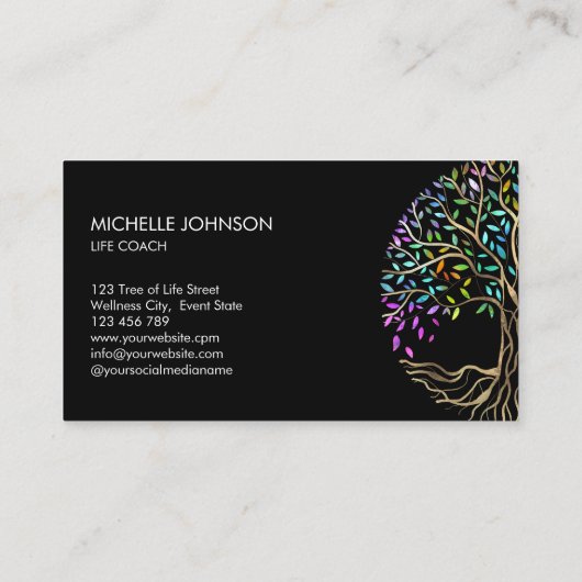 Baum of Life Coach Event Planner Kosmetik Visitenkarte (Rückseite)