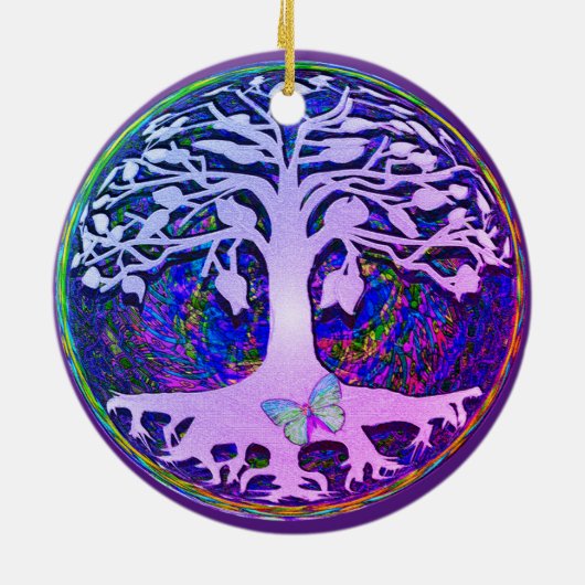 Baum of Life New Beginnings Lila Amelia Carrie Keramik Ornament (Hinten)