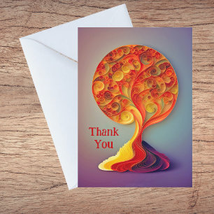 Baum Orange Herbst Quilling Illustration Danke Feiertagskarte
