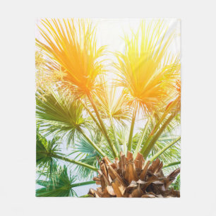 Baum Palme hell Sonne Sommer Hintergrund. tropisch Fleecedecke