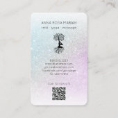 *~* Baum Pastel QR Zen Glitzer Yoga Visitenkarte (Rückseite)