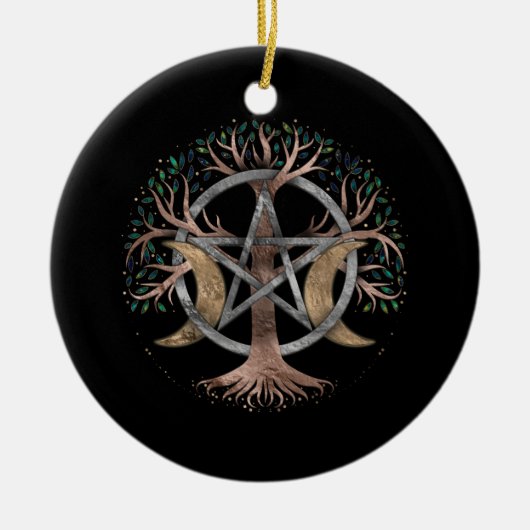 Baum Pentagram Mond Ornament (Vorne)