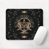 Baum Pentagram Mond Ornament Mousepad (Mit Mouse)