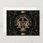 Baum Pentagram Mond Ornament Postkarte (Vorne/Hinten)