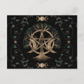 Baum Pentagram Mond Ornament Postkarte (Vorderseite)