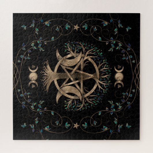 Baum Pentagram Mond Ornament Puzzle (Horizontal)