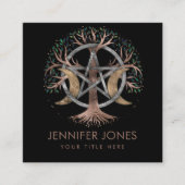 Baum Pentagram Mond Ornament Quadratische Visitenkarte (Vorderseite)